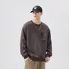 Camiseta Nueva de Primavera 2025 Talla Grande 65% Algodón Sudadera Americana Cuello Redondo para Hombre Pesada Moderna Guapo Holgada Casual
