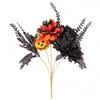 Ramo de Calabazas de Halloween Hojas Artificiales de Arce Negro Ramas Secas Fiesta Familiar Divertida Atmósfera Festiva Esquejes Artificiales