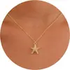 Collar Transfronterizo Europeo y Americano con Temática Oceánica con Corazón de Cobre en Forma de Luna, Estrella de Mar, Moño, Copo de Nieve, Cruz, Colgante de Softbol, Joyería para Mujer