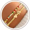 Pulsera de Pulsera de Cuentas de Cobre con Corazón y Letras 26, Nuevo Estilo Transfronterizo Europeo y Americano, Moda de Nicho, Elegante, Doble Capa, Apilable, para Mujer