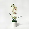 7 flores de jazmín artificiales en una maceta para decoración del hogar y la oficina, bonsái de flores artificiales para fotografía y arreglo fotográfico, maceta pequeña