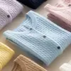 Cardigan de Punto Trenzado de Cachemira de Color Sólido, Estilo Suave y Pegajoso, para Mujer, Cuello Redondo, Tejido Holgado, Sensación de Prenda Exterior Pequeña, Top de Otoño
