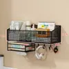 Estante de almacenamiento de pared para dormitorio de estudiantes, estante colgante adhesivo para dormitorio, organizador de pared para mesita de noche/sobre cama, cesta colgante sin perforaciones