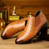 Amazon Aliexpress Popular Transfronteiriço 48 Tamanho Grande 47 Bico Fino Botas Britânicas Martin Botas Curtas Masculinas Sapatos de Couro Masculinos Britânicos