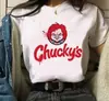 Camiseta Estampada Gráfica Chucky Moda Streetwear Casual Gola Redonda Manga Curta Tamanho Grande Feminina