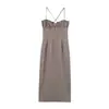 Nuevo Vestido de Moda de Verano para Mujer: Estilo Europeo y Americano, Elegante, Ceñido a la Cintura, Adelgazante, Vestido Midi de Tirantes a Cuadros
