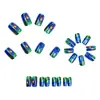 Sinfonía de Colores Estilo Ópalo Uñas Portátiles Azul-Verde Efecto Diamante Uñas Postizas Moda Europea y Americana Arte de Uñas Removibles Uñas Portátiles