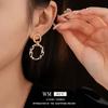 Pendientes de plata de ley vintage de la época medieval con diamantes y aceite de leopardo, ligeros, de lujo y personalizados para mujer.