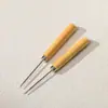 Mango de Madera Hecho a Mano DIY Lámina Termoencogible Mil Piezas Suela de Cuero Herramienta Perforadora Punzón Cola de Punzón Costurero Aguja Punzón para Tela