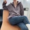 Suéter de Cuello Alto con Media Cremallera Estilo Perezoso para Mujer Estilo Coreano Otoño e Invierno Grueso Suelto Moderno Solapa Ropa Exterior Suéter