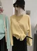 KEKEZOON Cardigan de Punto Trenzado Cuello Redondo Botón de Corazón Otoño Invierno Estilo Coreano Color Sólido Manga Larga Abrigo Suéter 8917