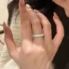 Anel Vintage Estilo Meio do Século Renda Escovada Enrolado Anel de Cauda Anel de Linha Estreito Diamante Retro Italiano
