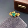 Anillo de Esmeralda Natural Transfronterizo Accesorios para Mujer Nicho Gama Alta Joyería de Plata 925 6*6 Joyería de Lujo Venta Directa de Fábrica
