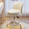 Silla de Maquillaje Estilo Crema, Silla para el Hogar con Respaldo, Taburete para Tocador, Silla Giratoria Ajustable para Habitación de Niñas, Taburete para Manicura con Ruedas