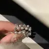 Anel Liso de Prata Esterlina 925 Anel de Pérola Feminino Estilo Frio Nicho Alto Padrão Anel de Dedo Aberto Sem Cor Joia de Casal