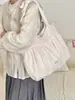 5291 Falda Plisada Estilo Lazy Bolso de Hombro con Cordones Bolso Sobaco de Gran Capacidad Bolso de Lona Estilo Coreano Bolso Primavera Verano Nueva Llegada