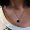 Colar de Corrente Grossa com Personalidade Exagerada Colar Punk Ins Pingente de Coração Preto Corrente para Clavícula Estilo Frio Corrente para Suéter