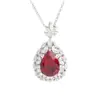 Plata S925 Rubí Cultivado Artificialmente Forma de Gota de Agua 10*14mm Collar Sexy para Mujer Nicho Elegante Colgante Colorido Tesoro