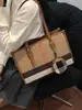 Bolsa de Ombro Feminina Grande Capacidade Estilo Coreano 2026 Novo Modelo Bolsa de Mão Simples Listrada Vertical Casual Sacola Tote Moda