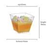 En stock taza cuadrada taza redonda múltiples tazas de postre taza para pudín taza para mousse plato cuchara de plástico desechable Amazon