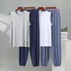 Conjunto casual de chaleco sin mangas y pantalones jogger para hombre, nuevo estilo de verano, conjunto de dos piezas transpirable y holgado para el hogar