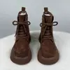 Botines estilo Martin de gamuza con suela gruesa para mujer, colección otoño/invierno 2026, con punta ancha, suela de plataforma y forro de felpa, estilo Chelsea, y botines cortos estilo Birkenstock