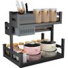 Xyt cesta gabinete de cocina tamaño pequeño cajón doble cesta para condimentos aleación de aluminio tazón y plato cesta para condimentos empotrada