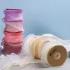 Cinturón de Gasa Cola de Pez con Borde Arrugado Accesorios para el Cabello de Lazo Flores Horneado Pastel Caja de Regalo Empaque Cinturón de Gasa Nieve con Borde Ondulado