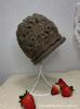 Chapéu de Crochê Feito à Mão Feminino Outono e Inverno Versátil Quente Macio Flor Chapéu Pulôver Chapéu de Lã Tricotado de Camada Dupla Gorro