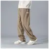 Calças de veludo cotelê masculinas primavera e outono soltas calças largas retas masculinas de marca de moda de inverno calças casuais esportivas