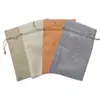 Bolsas de Linho Sintético com Cordão para Venda por Atacado com Logotipo Imprimível Embalagem Publicitária Bolsas de Linho para Armazenamento Bolsas de Linho com Cordão para Presente de Joias