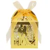 Caja de Dulces para Boda Corazón Cortado con Láser Transfronterizo Caja de Dulces de Agradecimiento para Boda Regalo de Recuerdo para Novio y Novia Espejo Caja de Dulces Fantasía Lista para la Venta