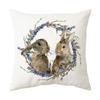 Almohada de sofá con patrón de conejito de Pascua en oferta, almohada de lino para sofá de sala de estar, conejito de dibujos animados, para mesita de noche, en stock