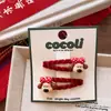Novo Prendedor de Cabelo Bb Clip de Tecido Veludo Vermelho para Meninas com Design de Animal Desenho Animado, Suave com o Cabelo, Conjunto de Elástico e Prendedor de Cabelo