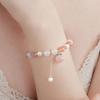Pulsera de ágata con perlas naturales de agua dulce y color melocotón para mujer, ligera, lujosa y delicada.