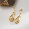 Pendientes de Gota de Agua Metálicos Brillantes Transfronterizos Europeos y Americanos, Pendientes Exagerados Simples y de Moda, Pendientes de Lujo Ligero de Gama Alta al por Mayor