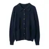 Cárdigan de Punto para Mujer de Cachemira 100% Pura, Cuello Polo, Sencillo, Casual, Versátil, Otoño e Invierno, Nuevo Estilo Urbano de Negocios