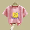 Camiseta Estilosa de Algodão Puro com Gola Redonda e Manga Curta para Crianças Verão Desenho Animado Branca Meia-Manga Roupa Infantil Top para Meninas e Meninos