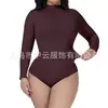 Comercio exterior Otoño e Invierno Sin almohadilla para el pecho Moldeador de cuerpo fuerte Cuello medio-alto Manga larga Mono ajustado Levantamiento de abdomen Levantamiento de cadera Ropa interior y exterior para mujer