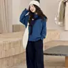 Ropa de Otoño para Niñas 2026 Nuevo Estilo Coreano Estilo Perezoso Chal Top de Punto Pantalones de Pierna Ancha Conjunto de Otoño para Niños