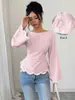 Outono de 2026 Moda Feminina Europeia e Americana Transfronteiriça Blusa Casual Solta Emagrecimento Renda Manga Sino Amarração Estilo Francês