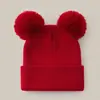 Chapéu de Tricô Espesso e Quente para Outono e Inverno com Logotipo Personalizável, Chapéu de Tricô à Prova de Vento e Resistente ao Frio para Uso Externo com Pompons Duplos