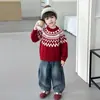 Suéter Infantil 2026 Outono/Inverno Novo Estilo Estilo Étnico Meninos Pulôver Tricô Inverno Crianças Pequenas e Médias Camisa Base Térmica Quente