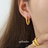 Joias europeias e americanas personalizadas simples de alta qualidade pingente com design de coração brilhante nicho all-match brincos de aço titânio banhados a ouro