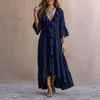Vestido Casual Vintage de Manga de Campana de Tres Cuartos con Cuello en V y Volantes, Nuevo para Otoño 2026, Transfronterizo Europeo y Americano, Amazon