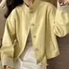 Jaqueta curta estilo coreano com gola alta para mulheres, novo modelo outono 2026, solta e versátil, super estilosa, jaqueta casual para mulheres baixinhas