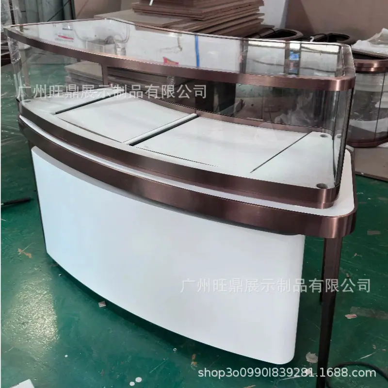珠宝柜不锈钢产品展示柜弧形半圆形玻璃展示台黄金珠宝店柜台直销