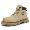 Botas Hombre Estilo Británico Caña Media Piel Genuina Botas de Trabajo Retro Americano Botas de Ruibarbo Botas de Senderismo Casual para Exteriores Hombre