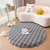 Alfombra redonda de felpa color crema, tapete para mesa de centro de sala de estar, tapete tatami engrosado de piel sintética de conejo, cojín para asiento de ventanal, tapete de piso de color liso