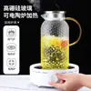 Tetera de vidrio martillado estilo japonés, resistente a altas temperaturas, tetera de gran capacidad para té frío, tetera floral para uso doméstico para infusión en frío